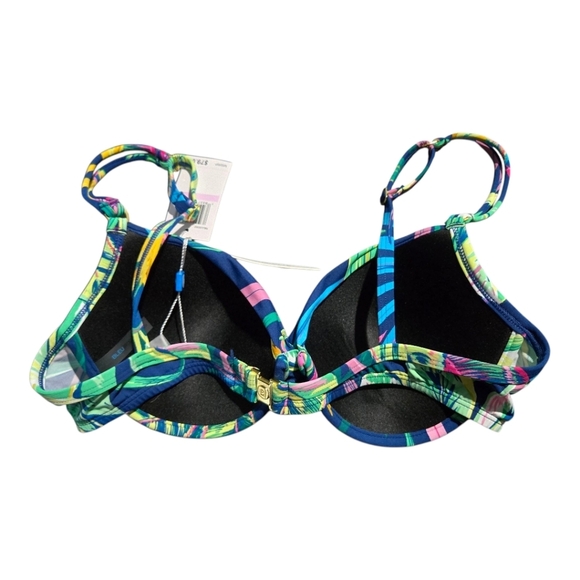 Women's Bleu Rod Beattie Bikini Top Size6 Blue Green Floral - Picture 2 of 9